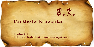 Birkholz Krizanta névjegykártya